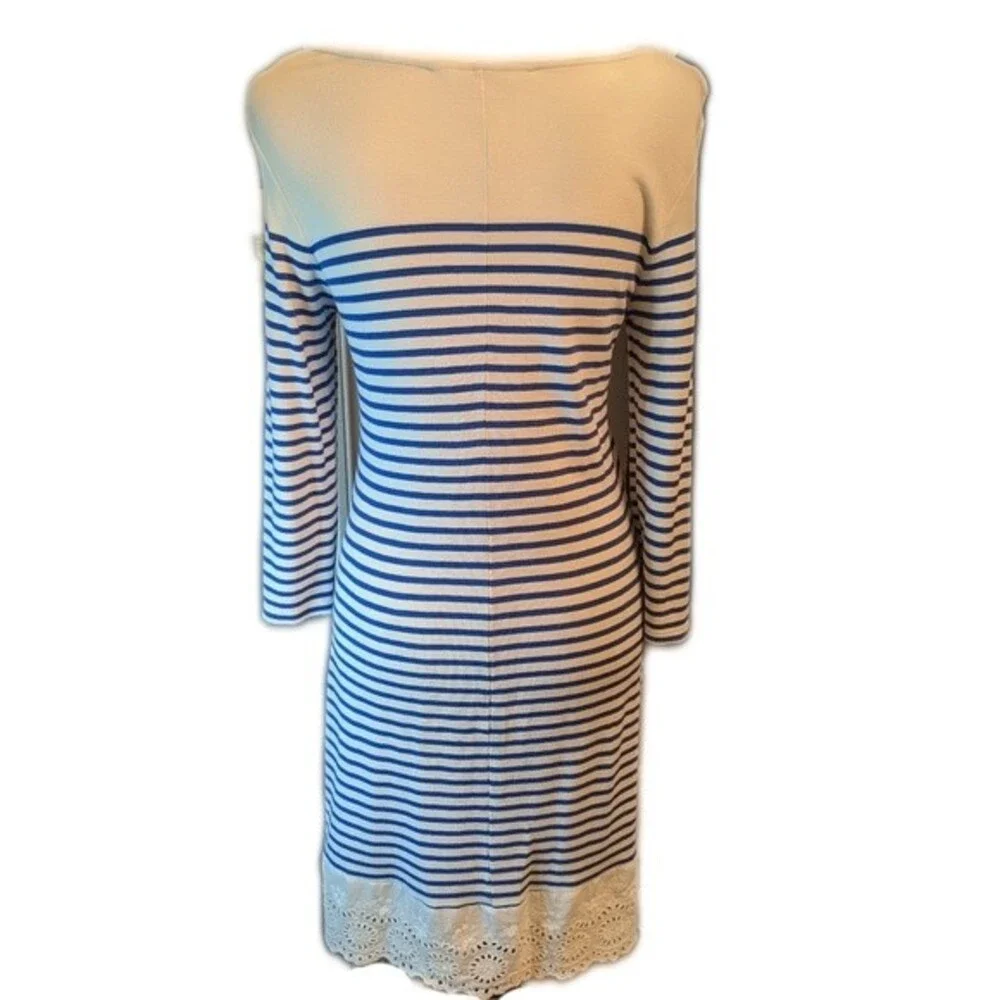 Market & Spruce (Stitch Fix) cute blue & white striped dress, lace detail M